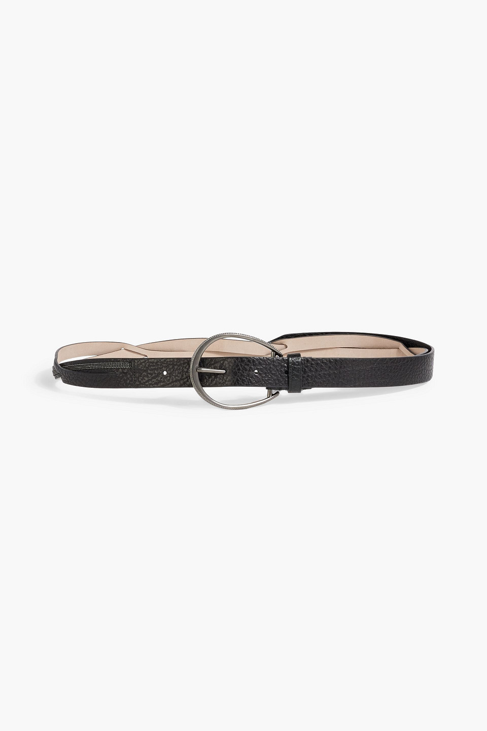 Brunello Cucinelli Bead-embellished Pebbled-leather Belt