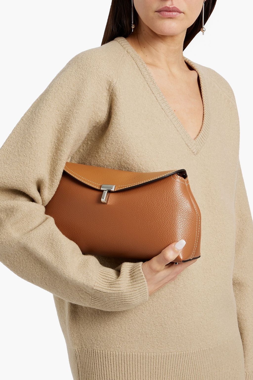 TOTEME T-Lock pebbled-leather clutch