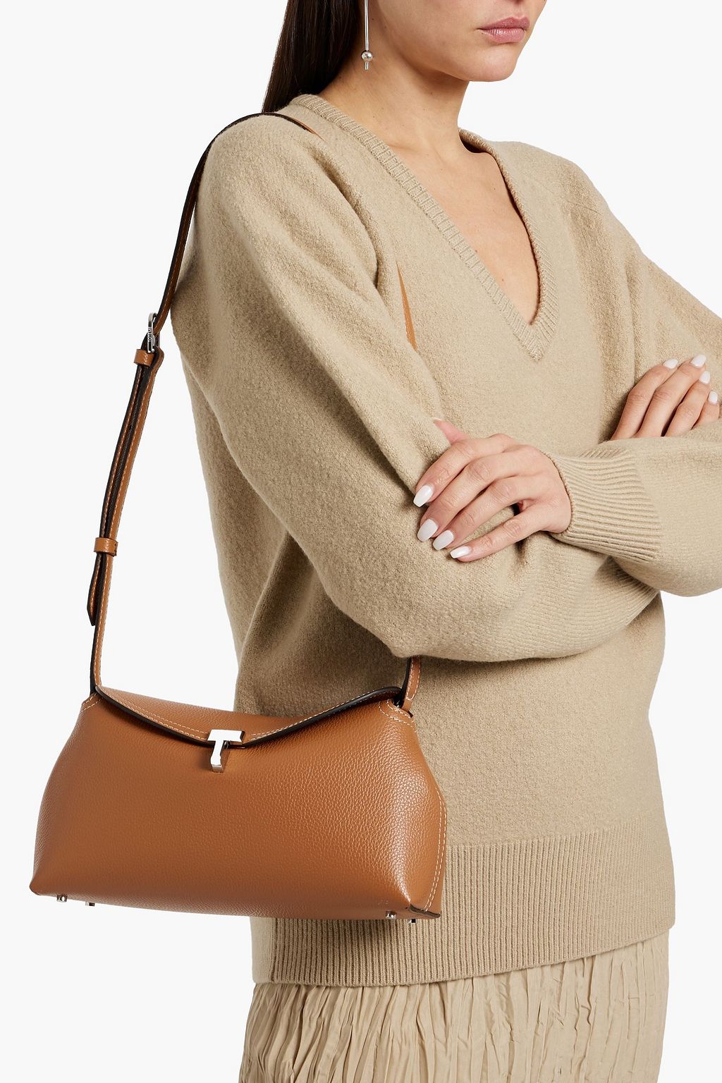 TOTEME T-Lock pebbled-leather clutch