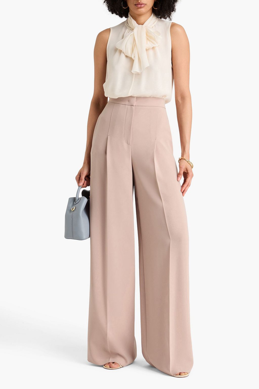 MAX MARA Pleated crepe wide-leg pants