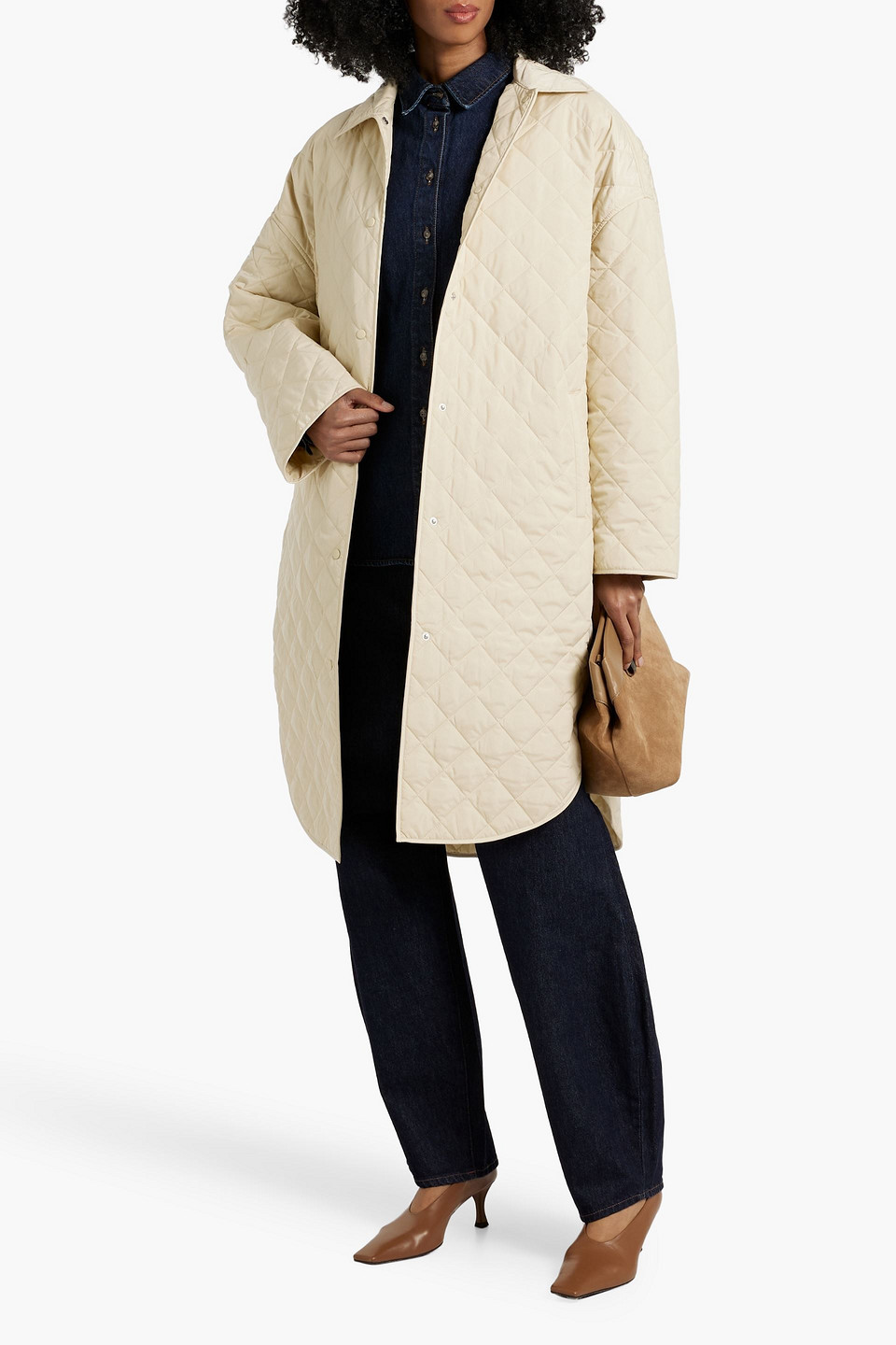 Totême Quilted Shell Coat In Neutral
