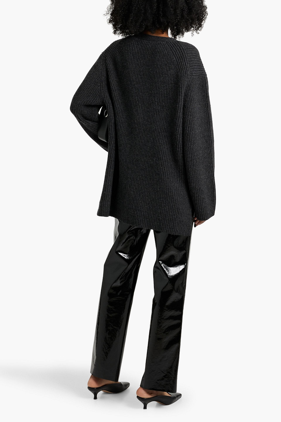 Totême Ribbed Wool Cardigan In Black