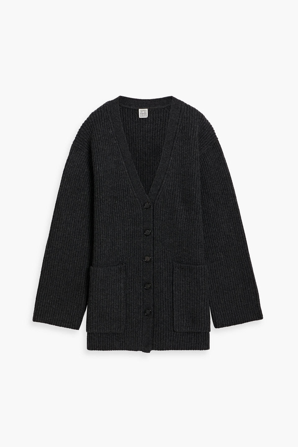 Totême Ribbed Wool Cardigan In Black