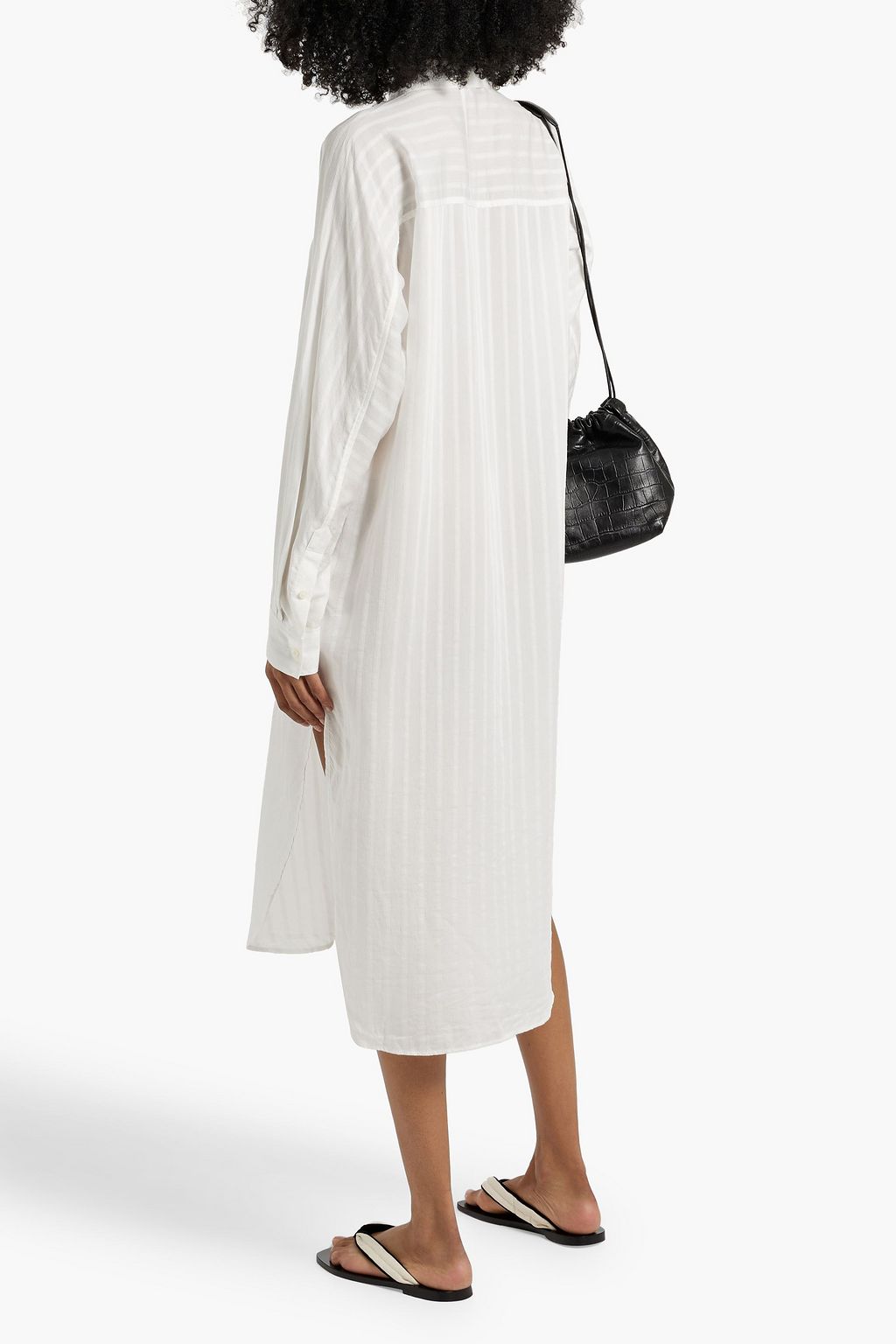 TOTEME Striped Lyocell and silk-blend jacquard midi shirt dress