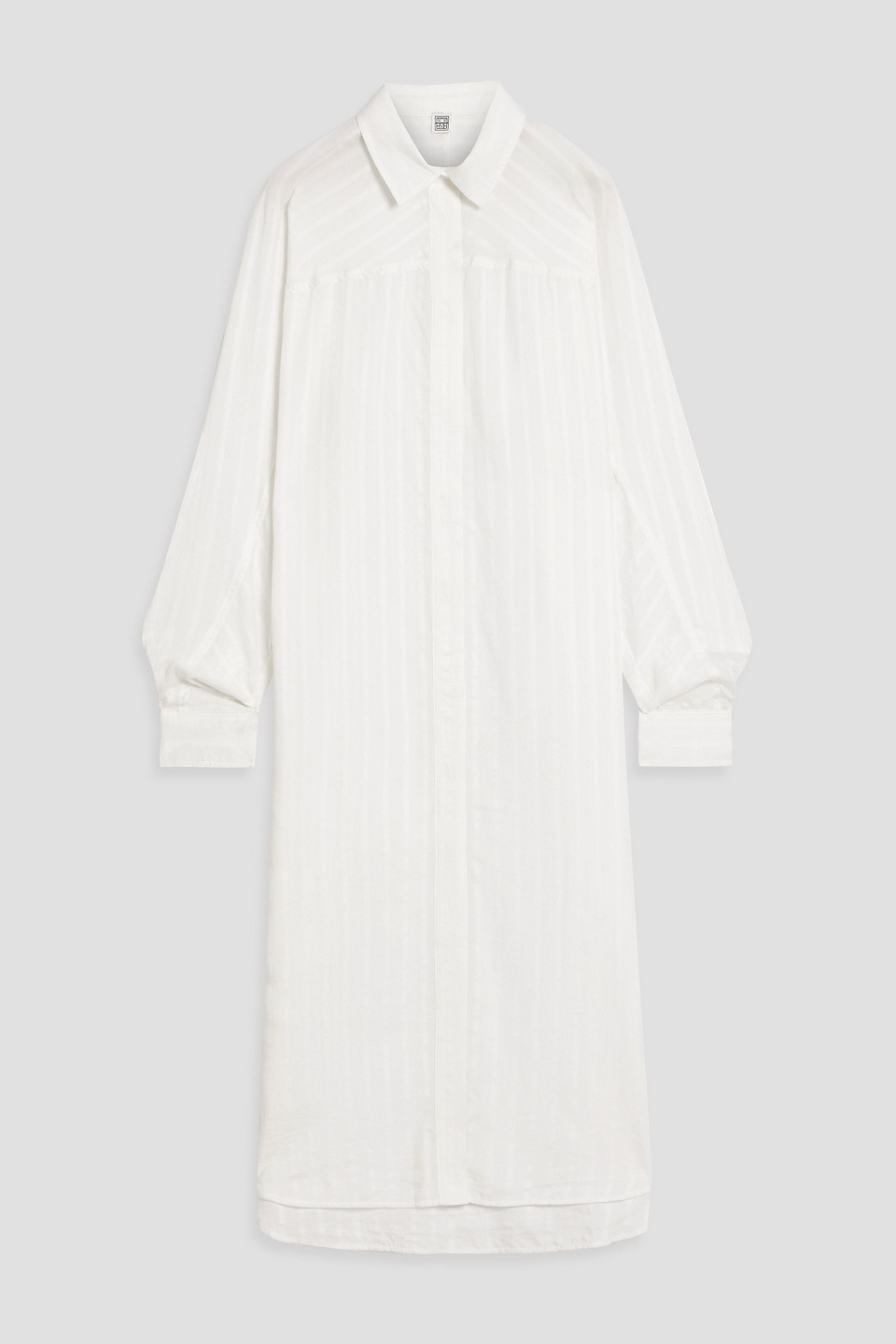 Totême Striped Lyocell And Silk-blend Jacquard Midi Shirt Dress