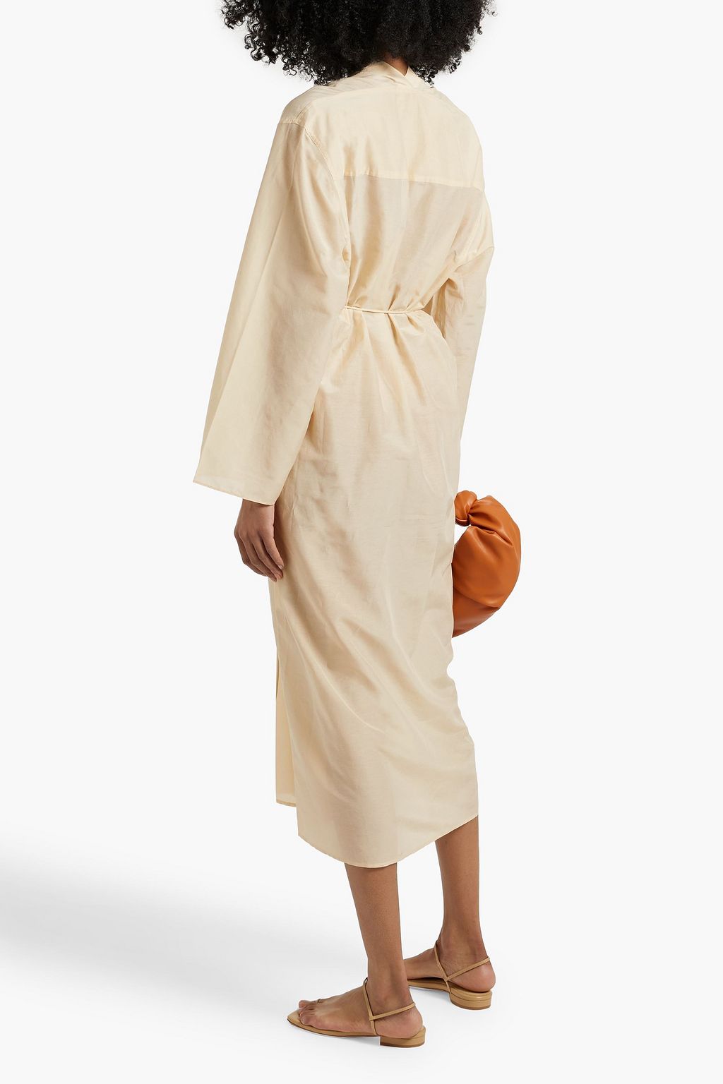 TOTEME Belted cotton and silk-blend voile midi shirt dress