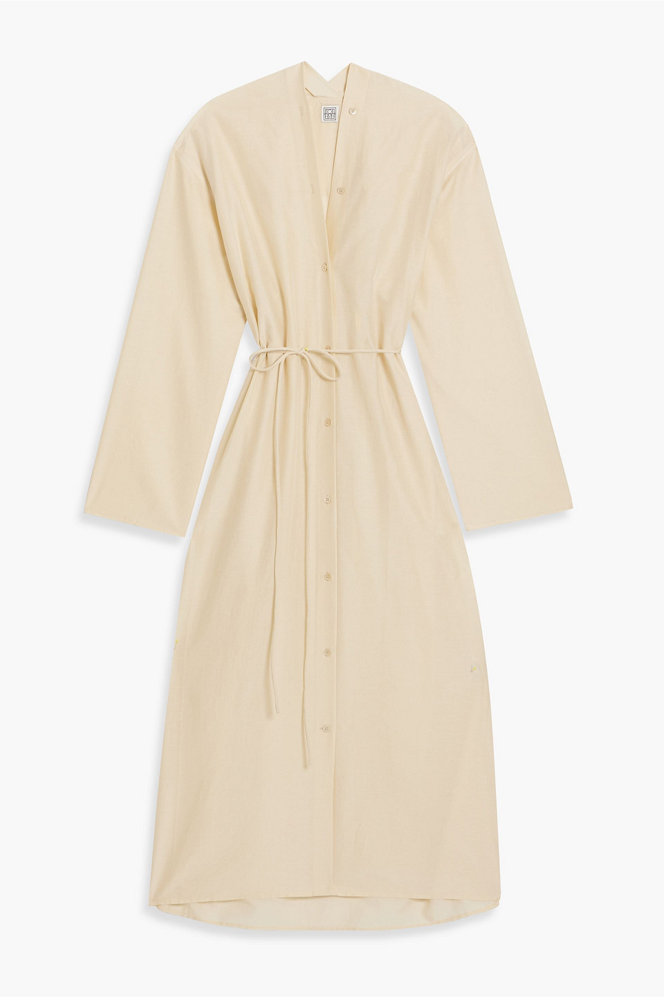 Totême Belted Cotton And Silk-blend Voile Midi Shirt Dress