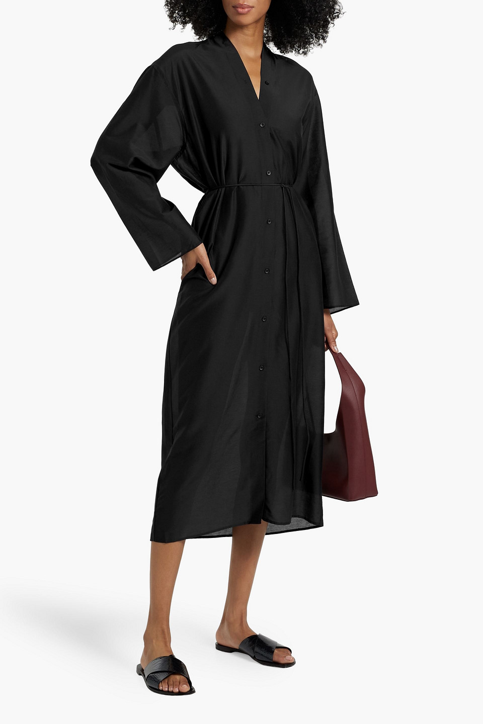 Totême Cotton And Silk-blend Midi Dress