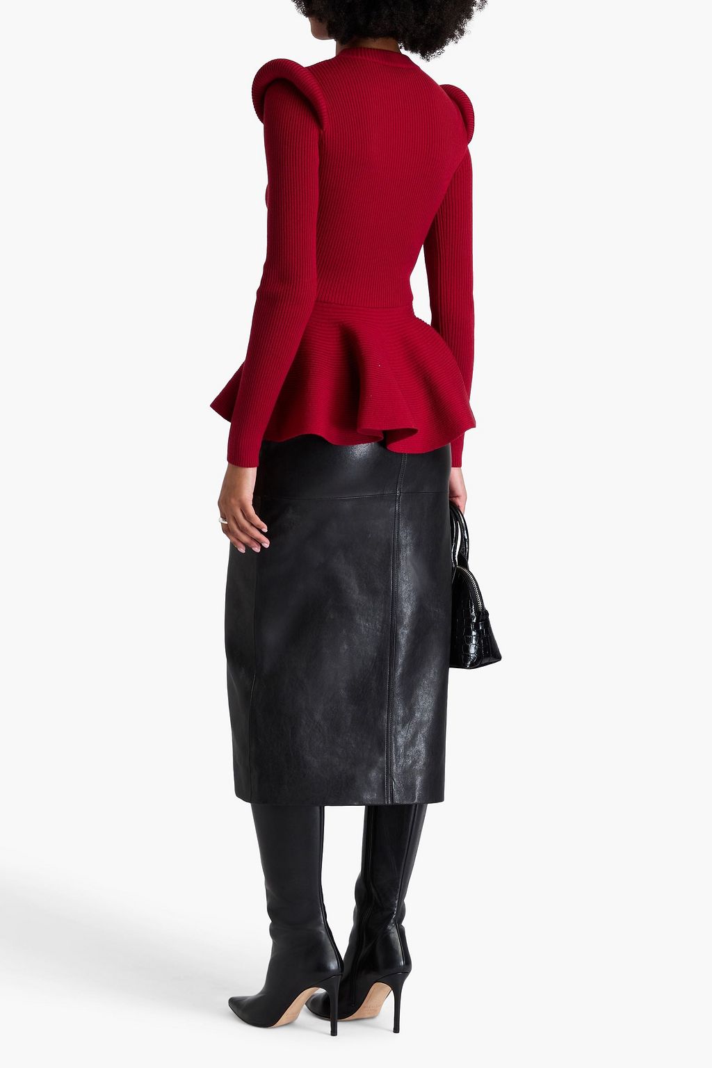 MCQUEEN Ribbed wool-blend peplum sweater