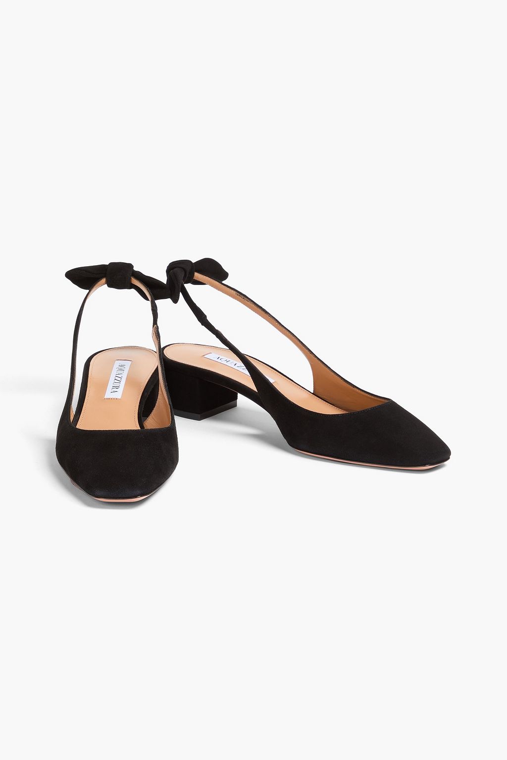 AQUAZZURA Very Bow Tie 35 suede slingback pumps
