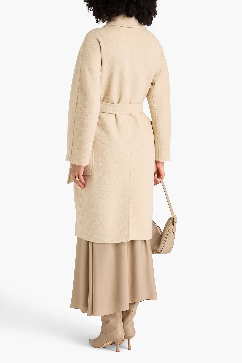  Max Mara - Agosto Mantel Aus Wolle Mit Lederbesatz - Neutral - It 38 