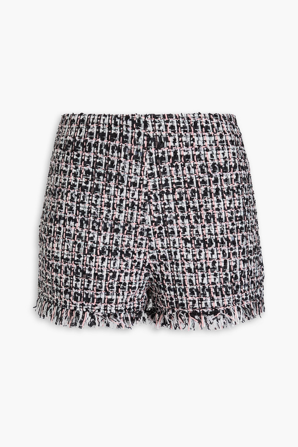 Self-portrait Frayed Bouclé-tweed Shorts