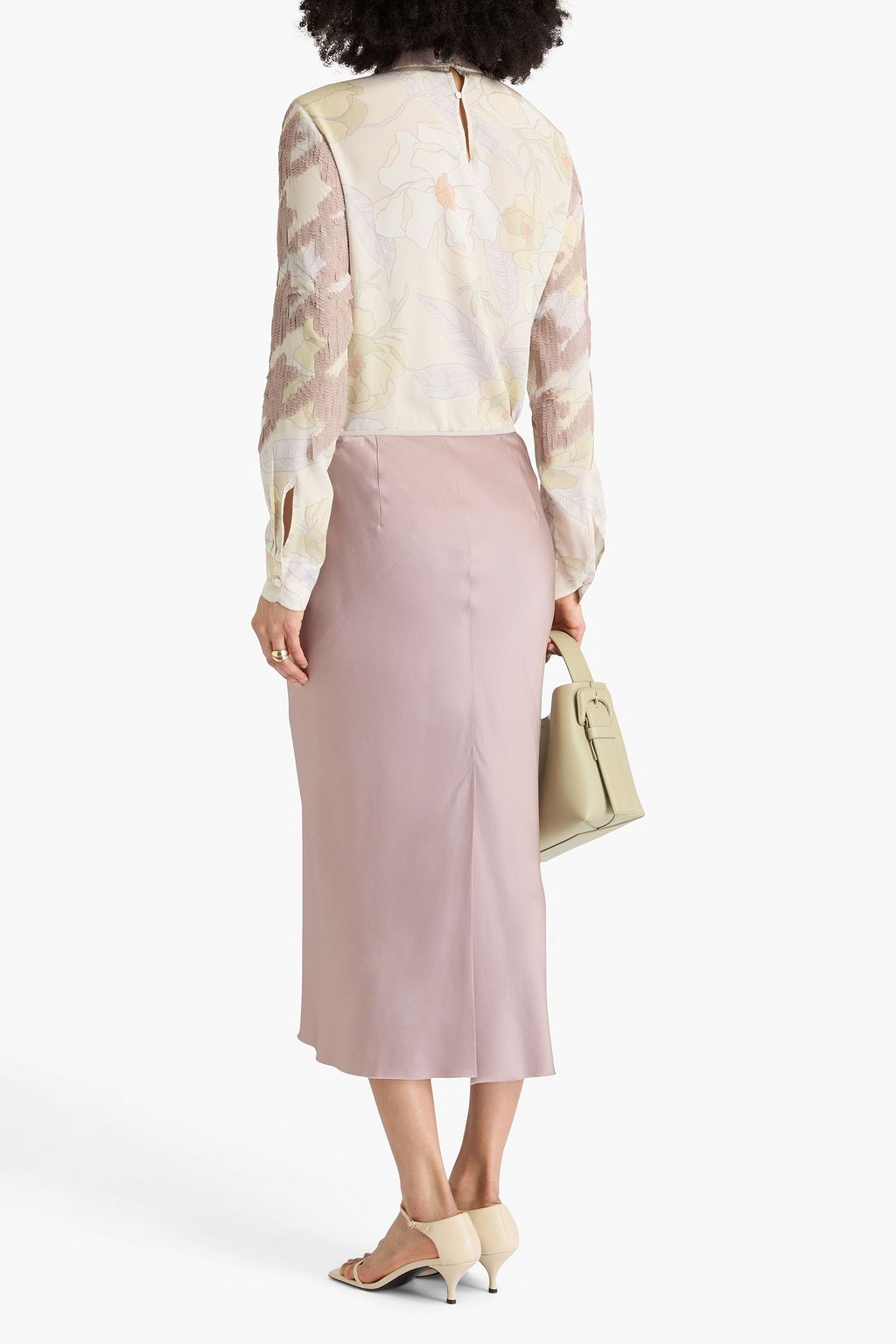 DRIES VAN NOTEN تنورة متوسطة الطول من ساتان كريب