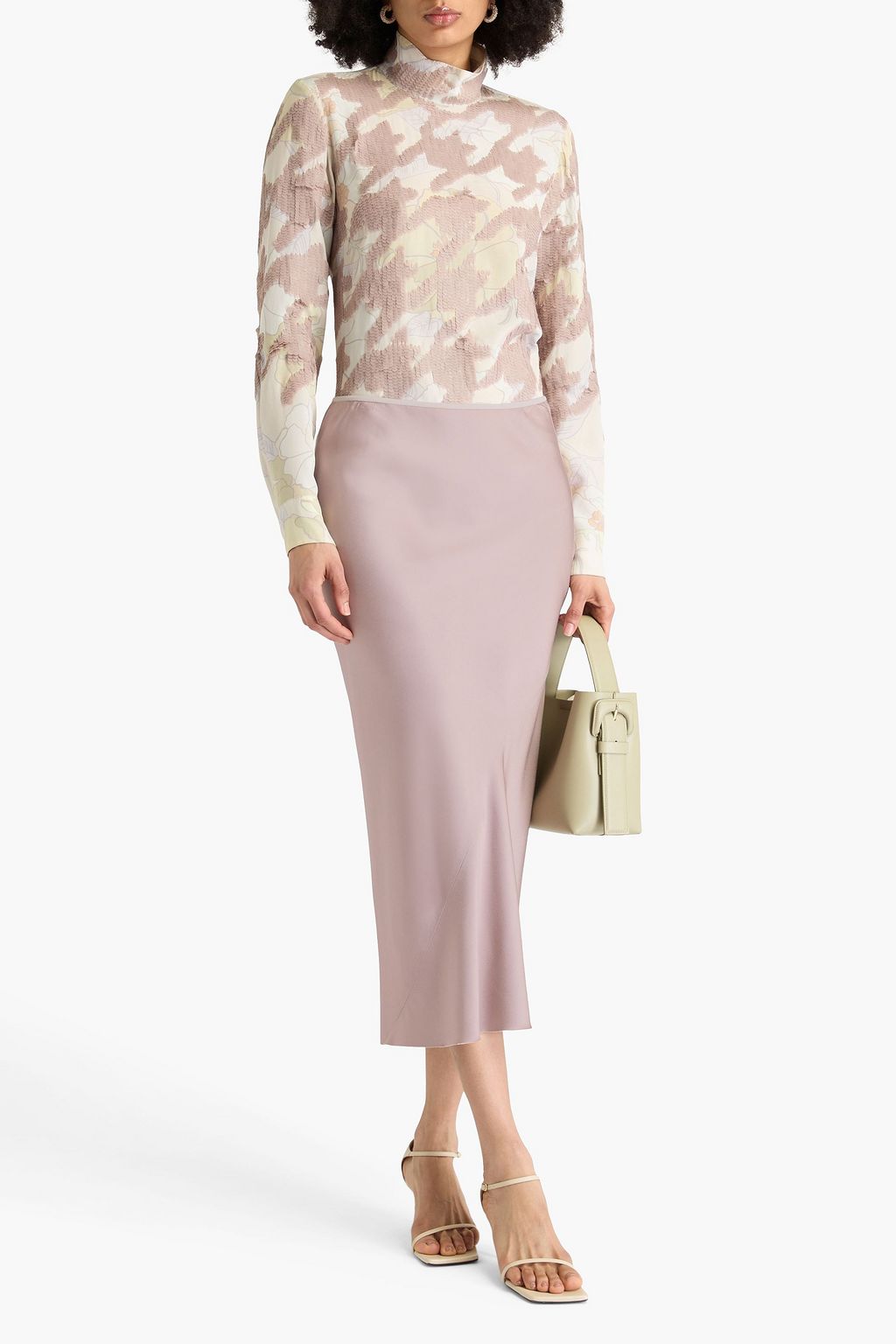DRIES VAN NOTEN تنورة متوسطة الطول من ساتان كريب