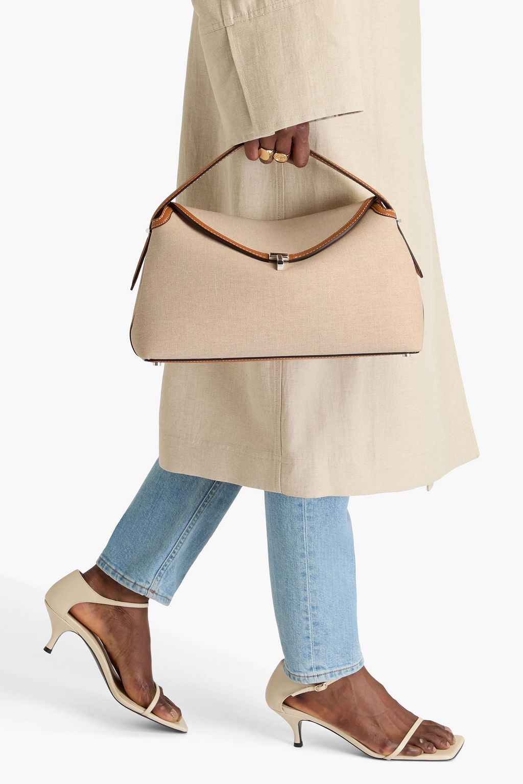 TOTEME T-Lock leather-trimmed canvas tote