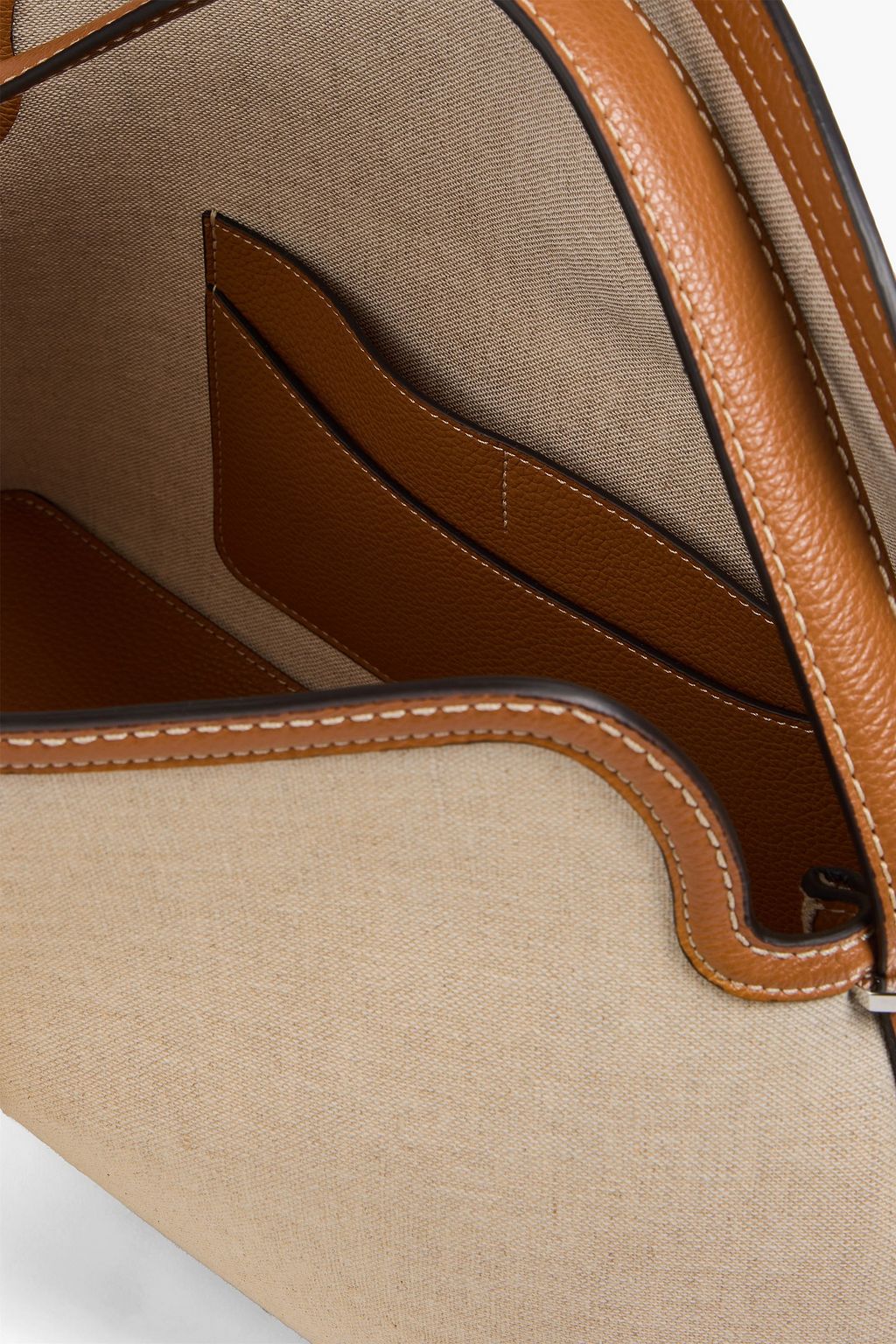 TOTEME T-Lock leather-trimmed canvas tote
