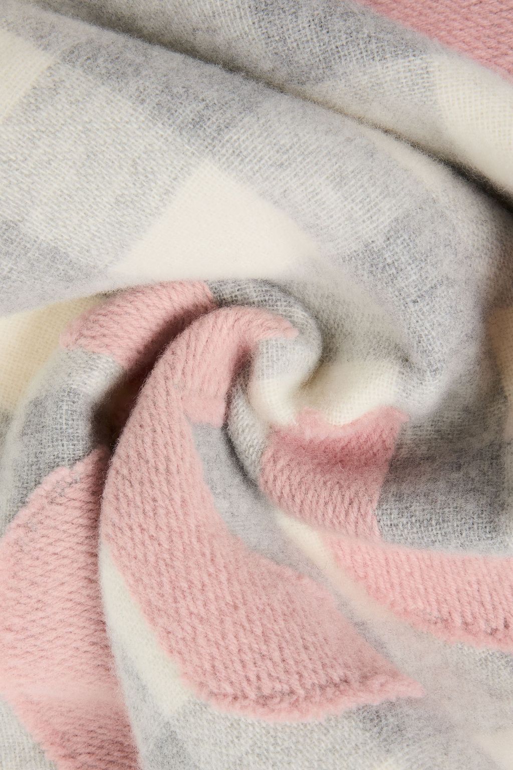 ACNE STUDIOS ウール混フランネル スカーフ アップリケ付き チェック