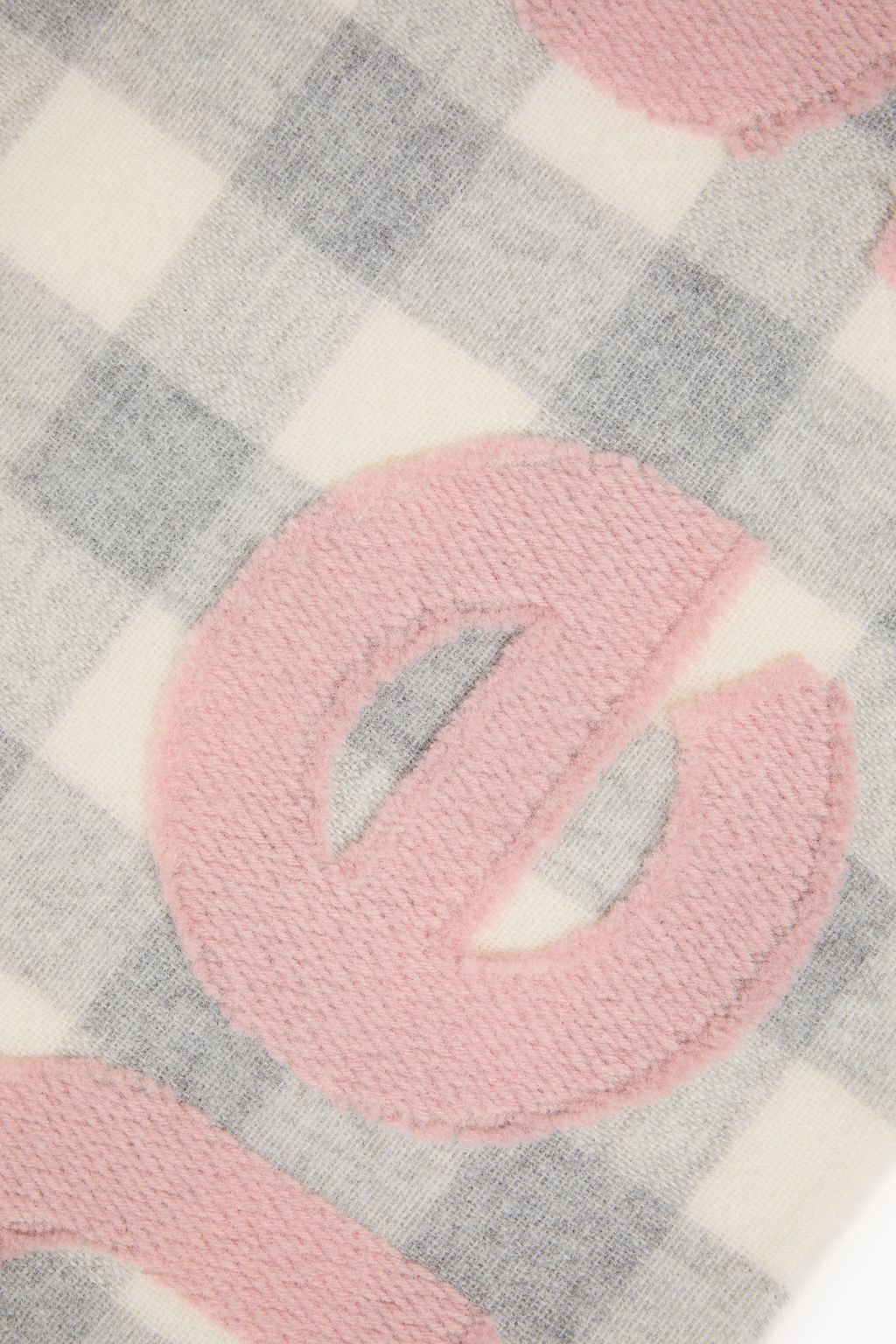 ACNE STUDIOS ウール混フランネル スカーフ アップリケ付き チェック