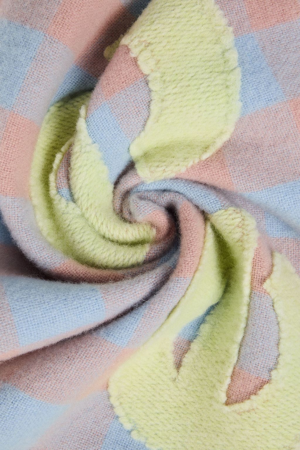 ACNE STUDIOS ウール混フランネル スカーフ アップリケ付き チェック