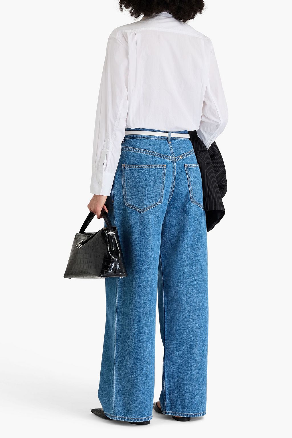 GIVENCHY Pleated high-rise wide-leg jeans