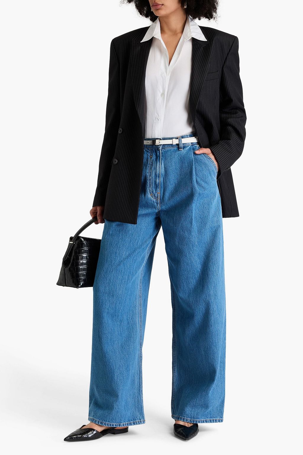 GIVENCHY Pleated high-rise wide-leg jeans
