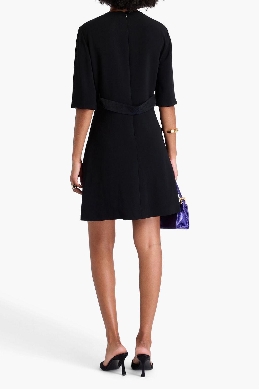 VERSACE Belted crepe mini dress