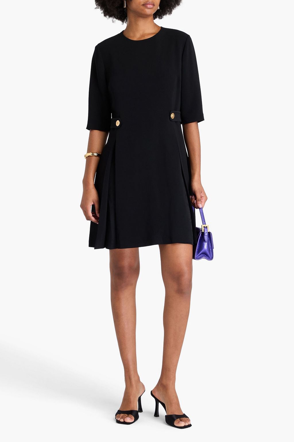 VERSACE Belted crepe mini dress