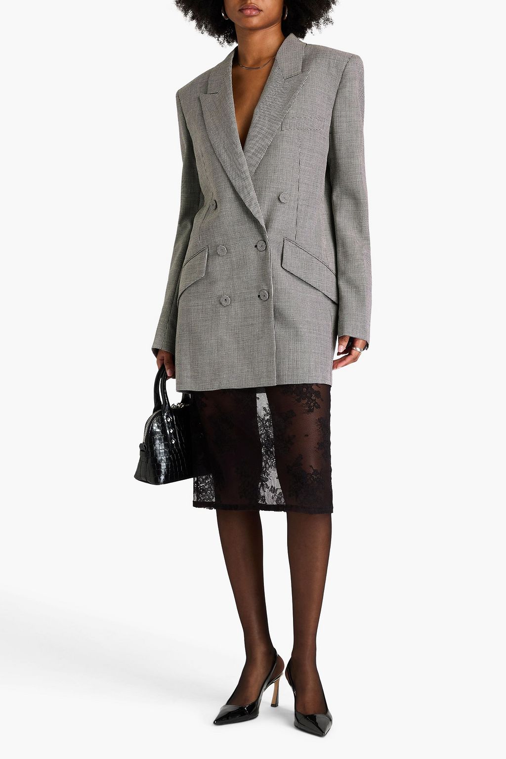 GIVENCHY Doppelreihiger Blazer aus Wolle mit Hahnentrittmuster