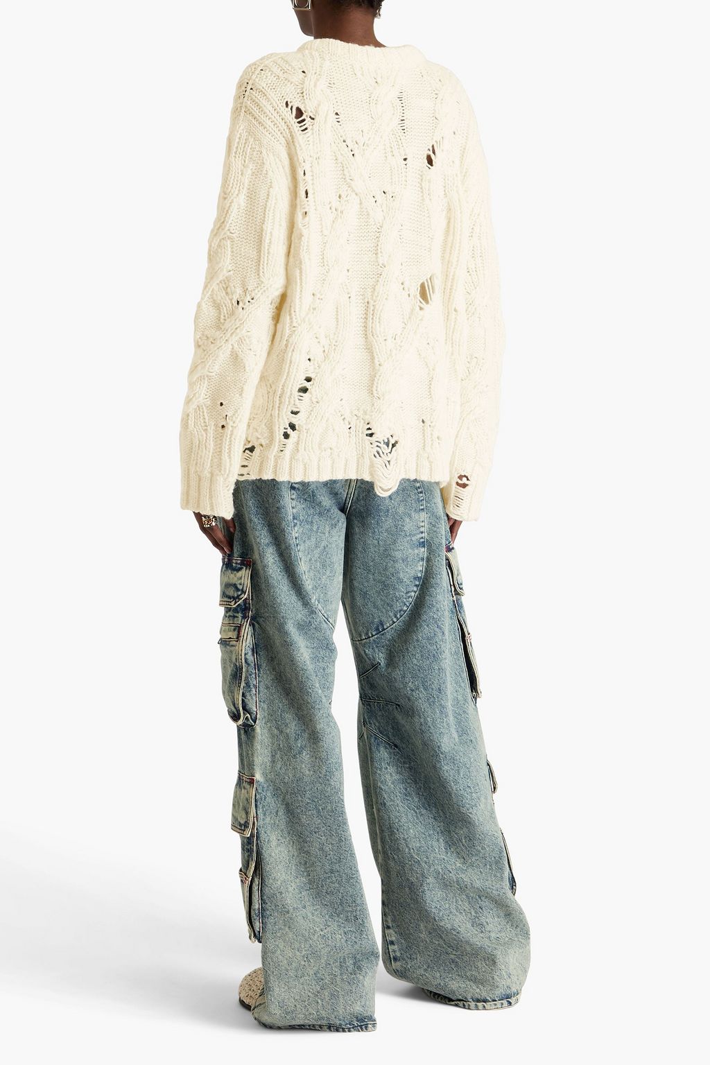 ACNE STUDIOS Distressed cable-knit wool sweater