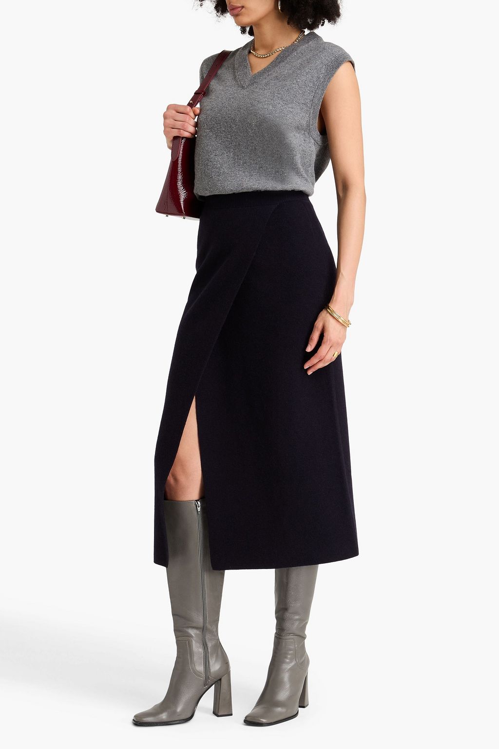 MAX MARA Midirock aus einer Woll-Kaschmirmischung mit Wickeleffekt