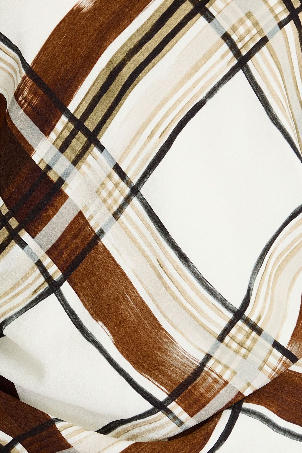 DRIES VAN NOTEN فستان متوسط الطول من الكريب بنقشة مربعات وتصميم درابيه