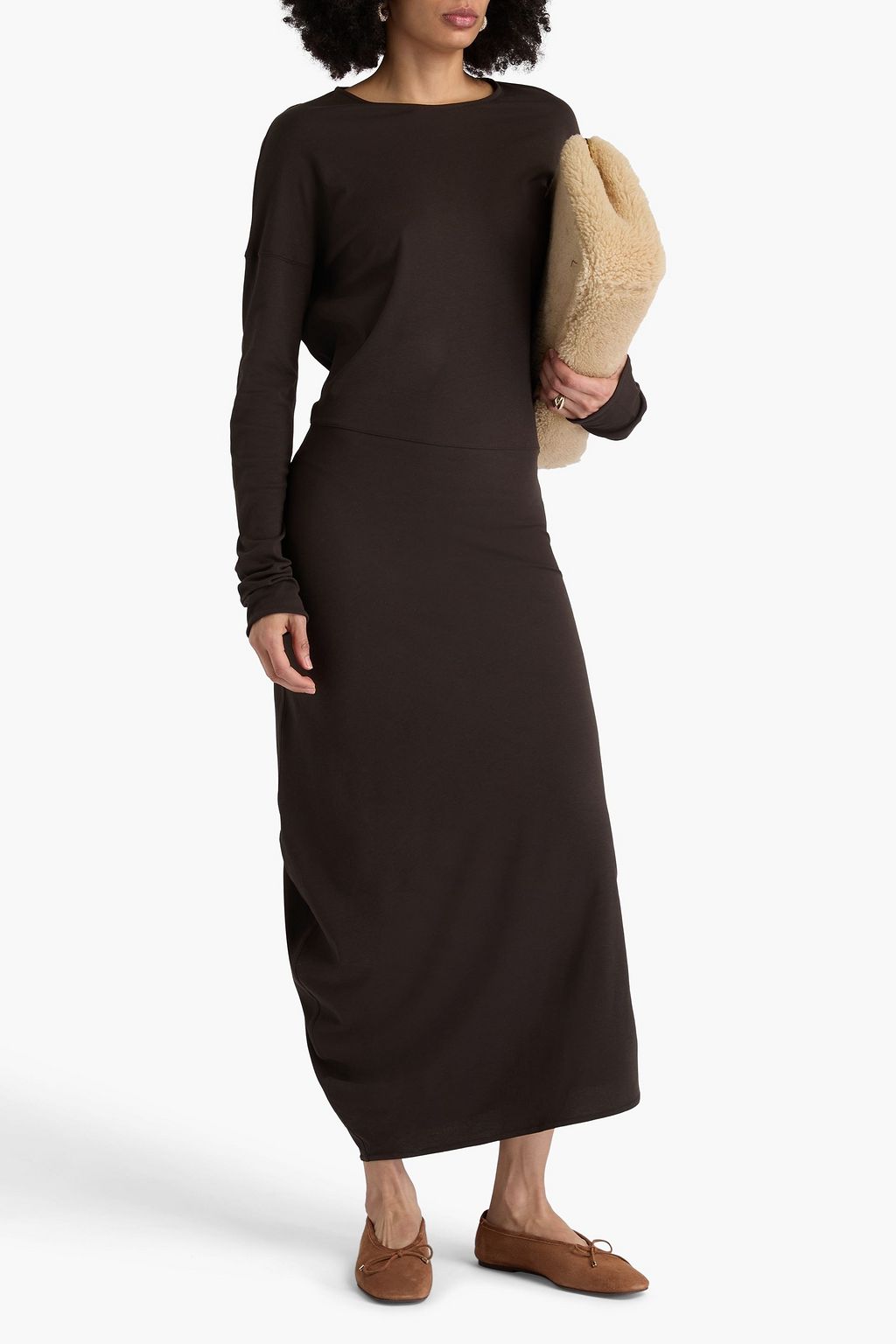 LEMAIRE Draped cotton-jersey maxi dress