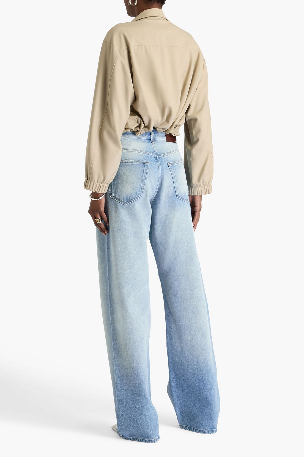 DRIES VAN NOTEN Distressed high-rise wide-leg jeans