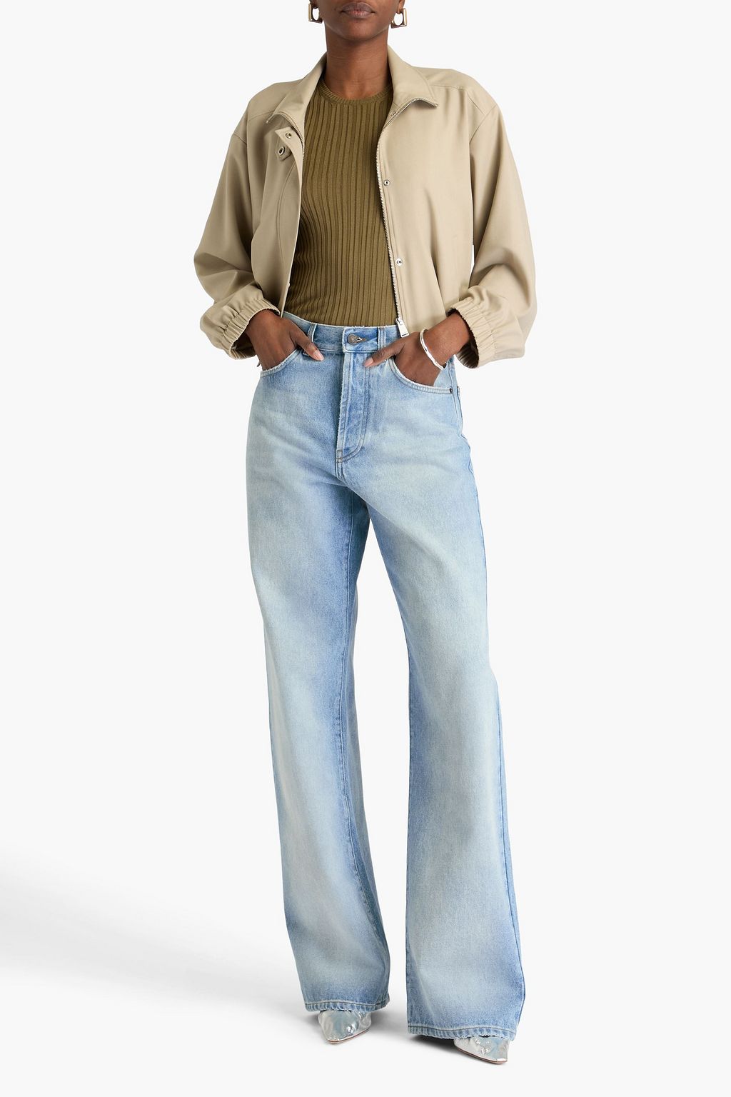 DRIES VAN NOTEN Distressed high-rise wide-leg jeans