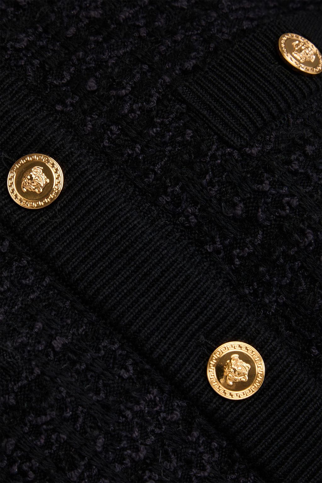 VERSACE Bouclé-knit wool-blend cardigan