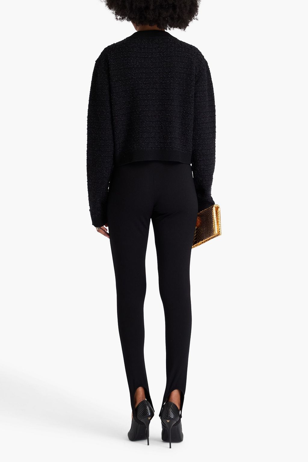 VERSACE Bouclé-knit wool-blend cardigan