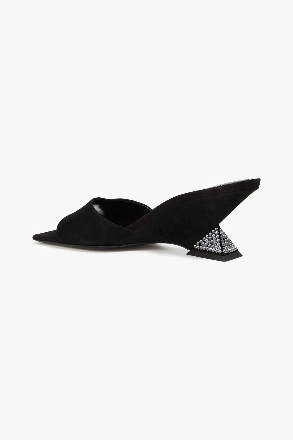 THE ATTICO Cheope Mules aus Veloursleder mit Kristallverzierung