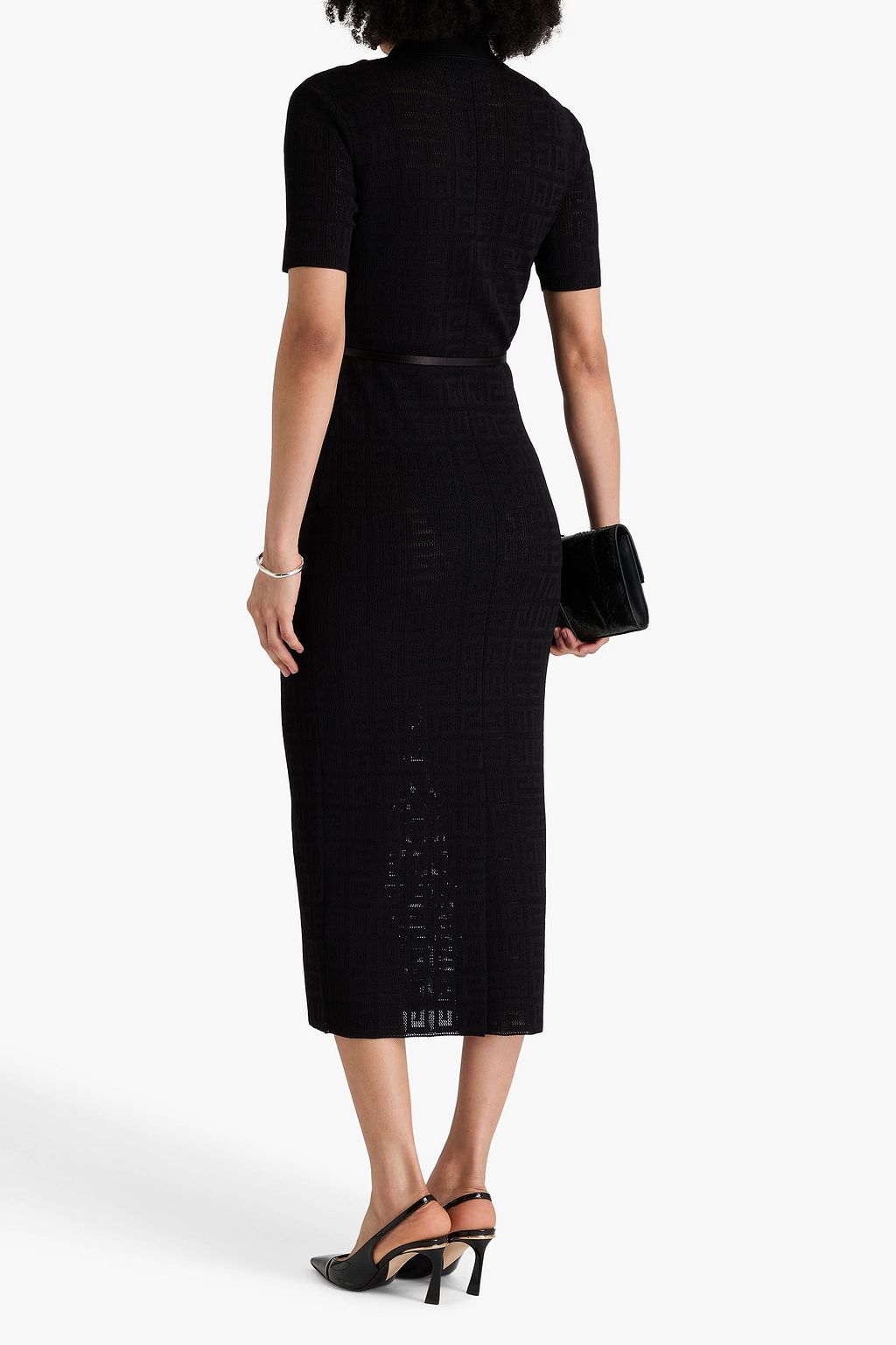 GIVENCHY ジャカードニット ミディワンピース ベルト付き