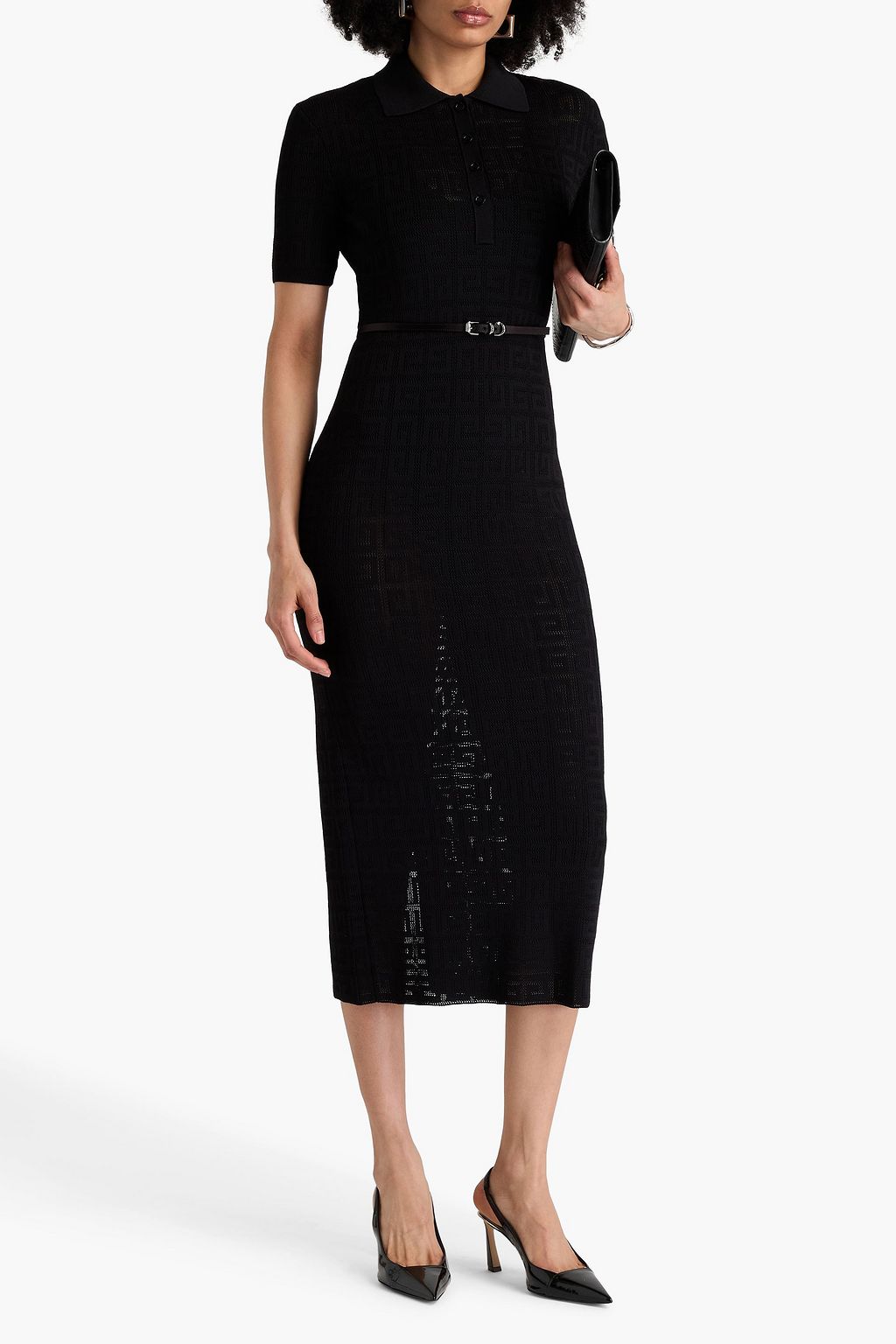 GIVENCHY ジャカードニット ミディワンピース ベルト付き