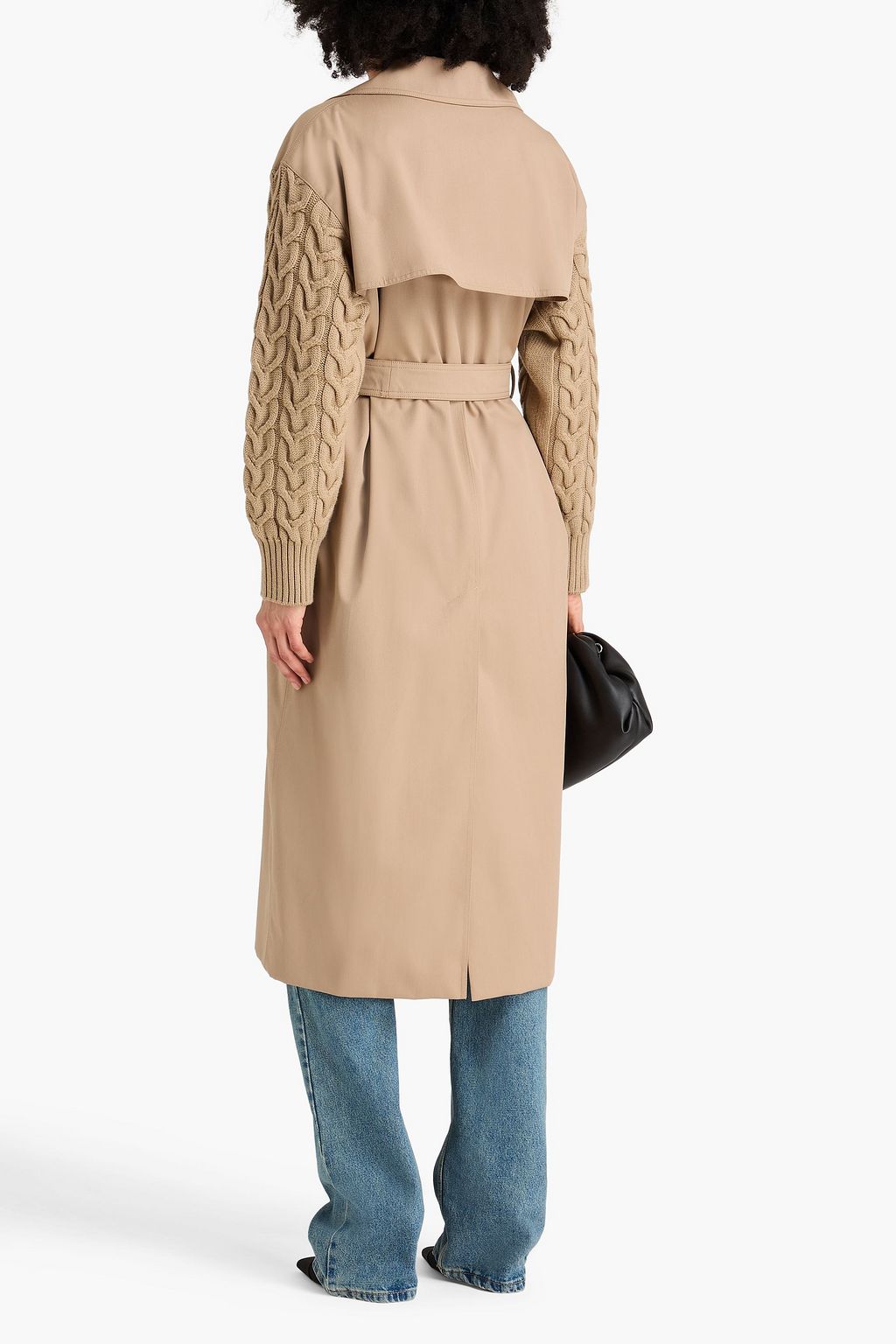 MAX MARA Cicladi Trenchcoat aus Gabardine aus einer Woll-Baumwollmischung mit Einsätzen aus Zopfstrickmuster