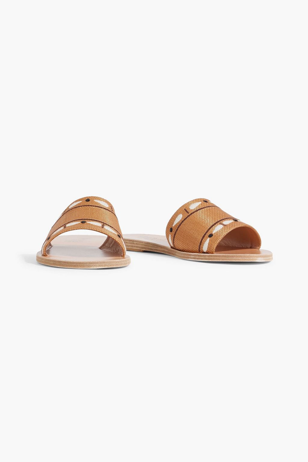 ANCIENT GREEK SANDALS Taygete embroidered raffia slides