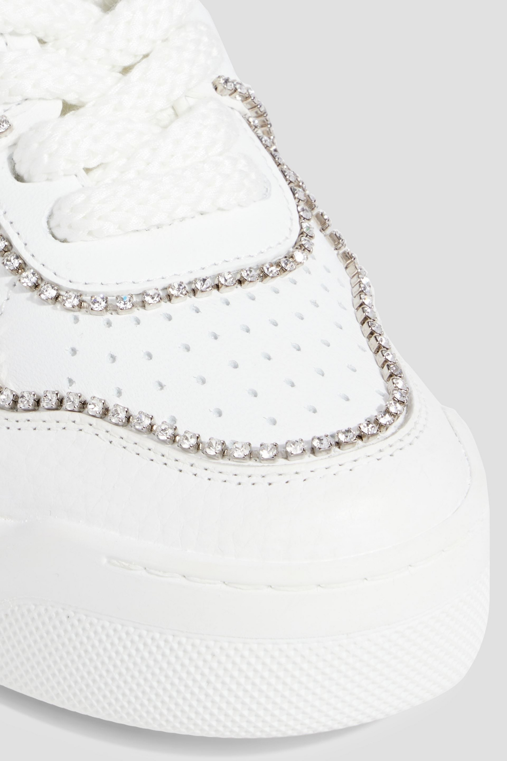 Valentino Garavani One Stud Xl crystal-embellished smooth and pebbled-leather platform sneakers