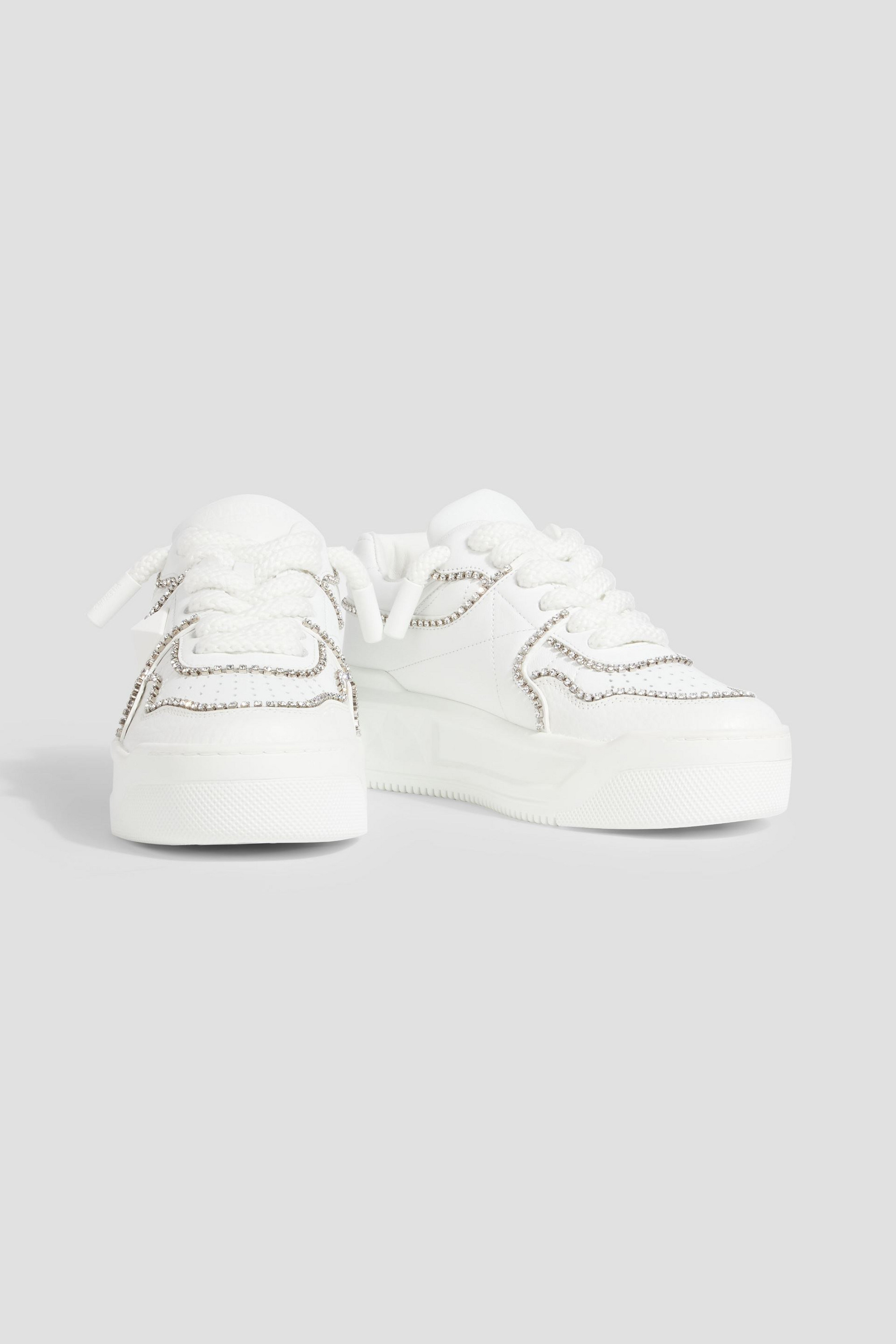 Valentino Garavani One Stud Xl crystal-embellished smooth and pebbled-leather platform sneakers