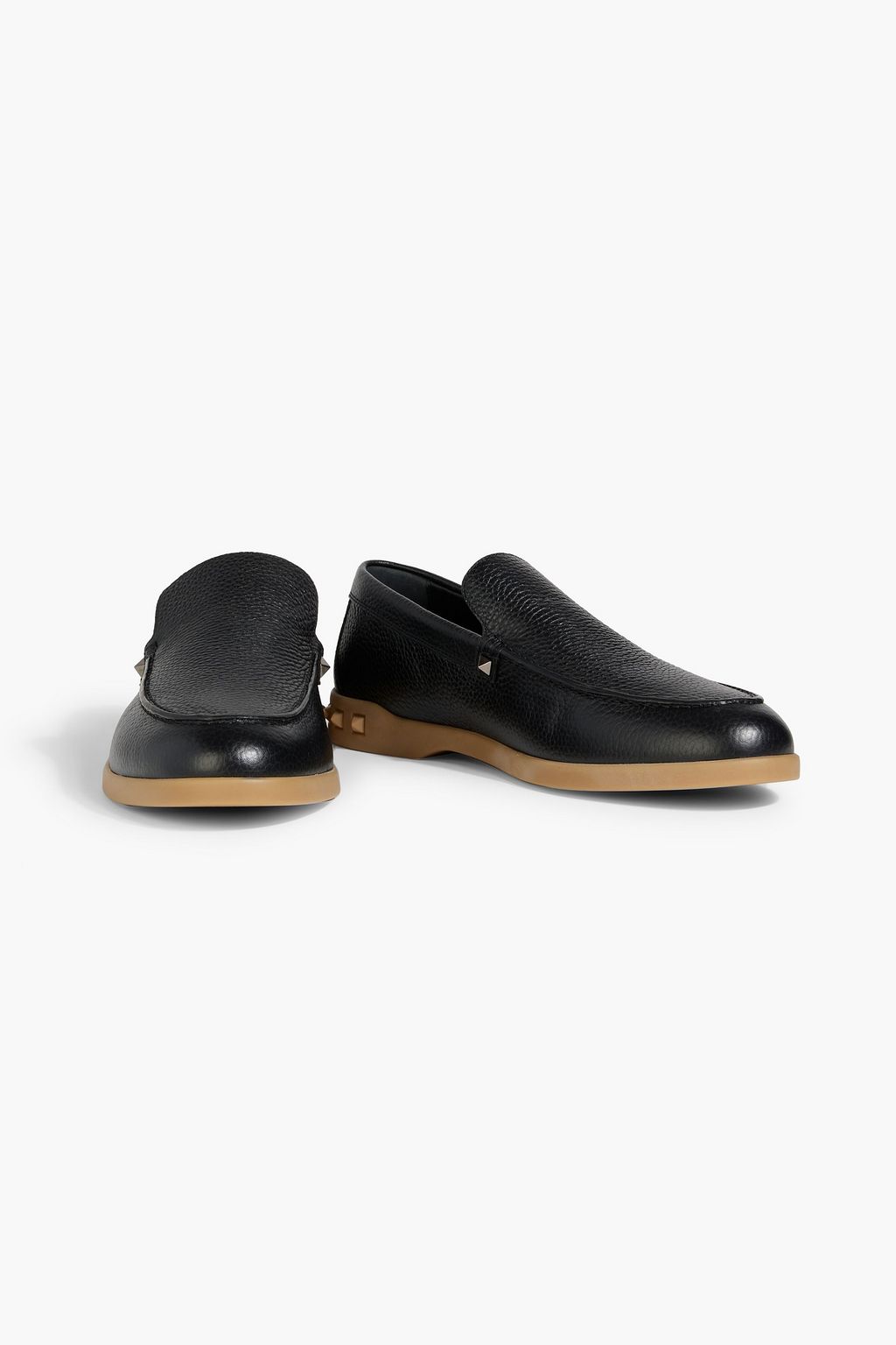 VALENTINO GARAVANI Rockstud pebbled-leather loafers