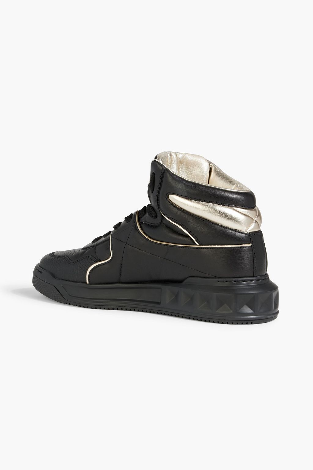 VALENTINO GARAVANI One Stud smooth and pebbled-leather high-top sneakers