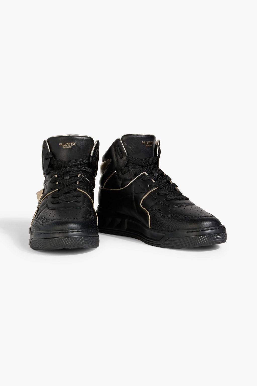 VALENTINO GARAVANI One Stud smooth and pebbled-leather high-top sneakers