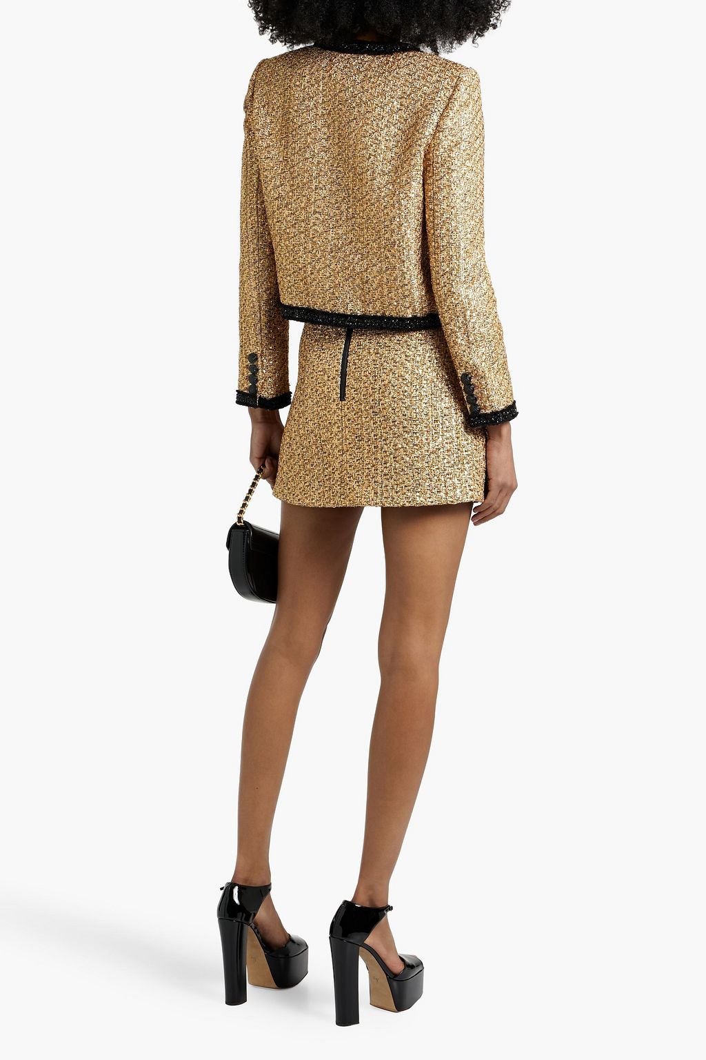 ALICE + OLIVIA Rubi sequin-embellished metallic tweed mini skirt