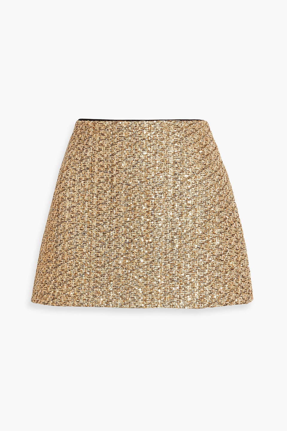 Alice And Olivia Rubi Sequin-embellished Metallic Tweed Mini Skirt In Gold