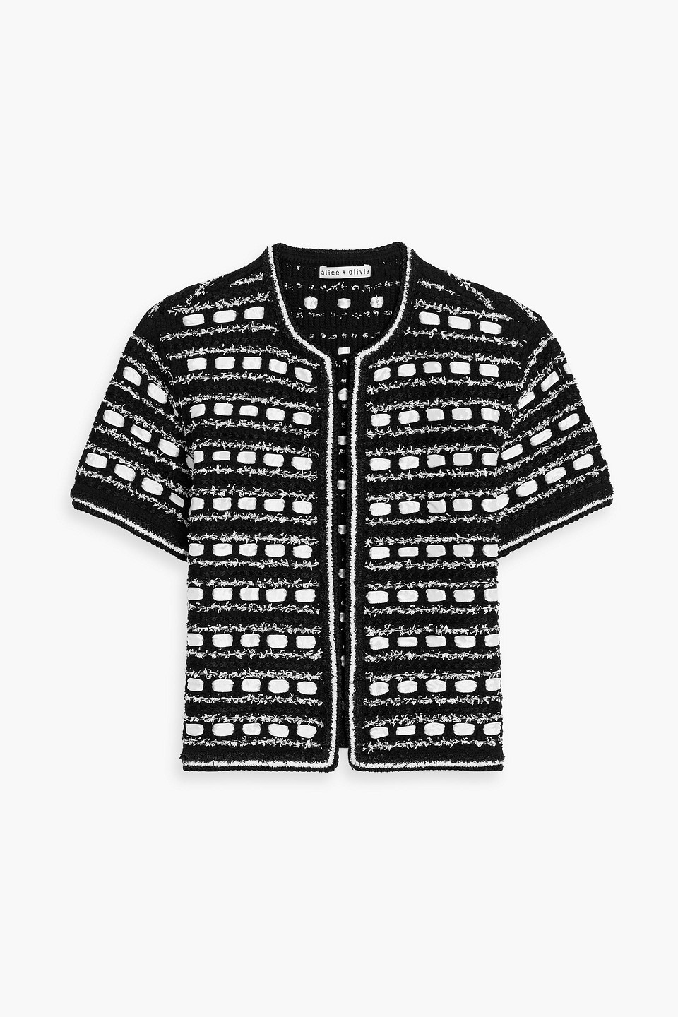 Alice And Olivia Marjorie Cotton-blend Tweed Jacket In Black