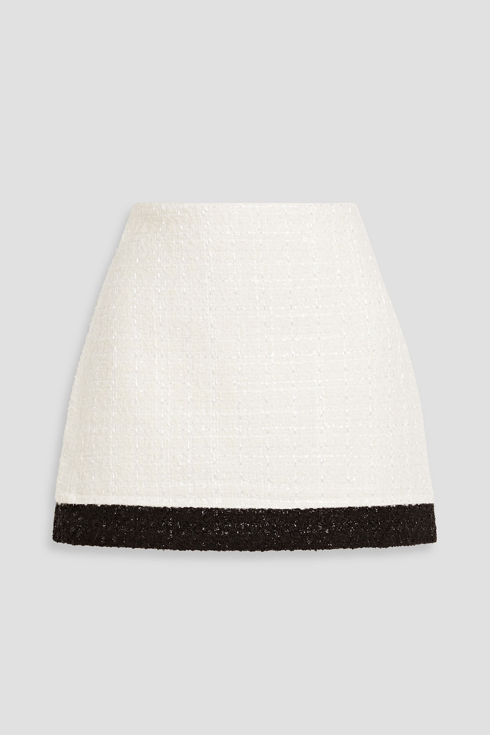 alice olivia - ecenia metallic tweed mini skirt - white - us 10